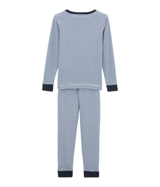 Little boy's fitted pyjamas. LIMOGES blue/MARSHMALLOW white