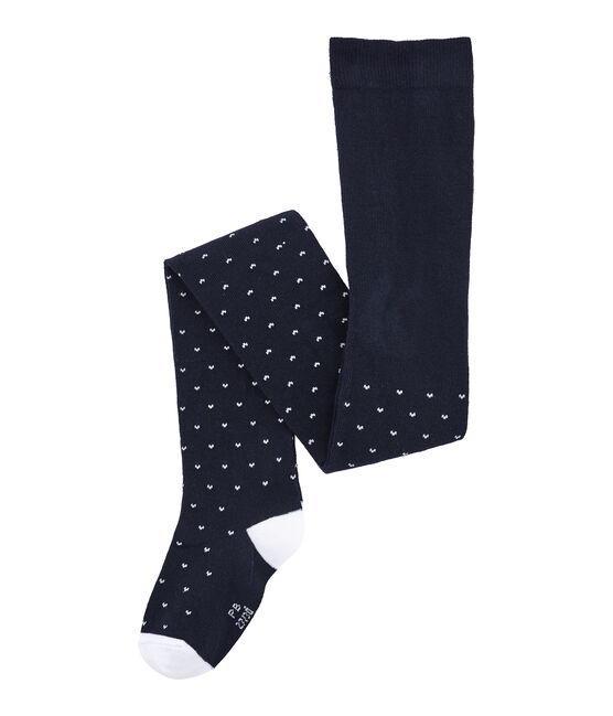 Girl's jersey tights SMOKING blue/MARSHMALLOW white