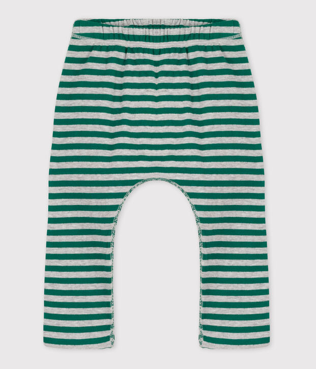 Babies' Stripy Tube Knit Trousers green/grey