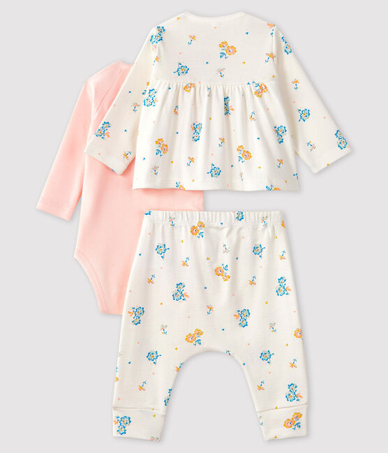 Baby Girls' Ribbed Clothing - 3-piece set MARSHMALLOW white/MULTICO white