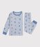 Children's pyjamas in ski-print fleece blue/multicolor