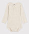 Babies' Long-Sleeved Cotton Henley Bodysuit MONTELIMAR CHINE beige