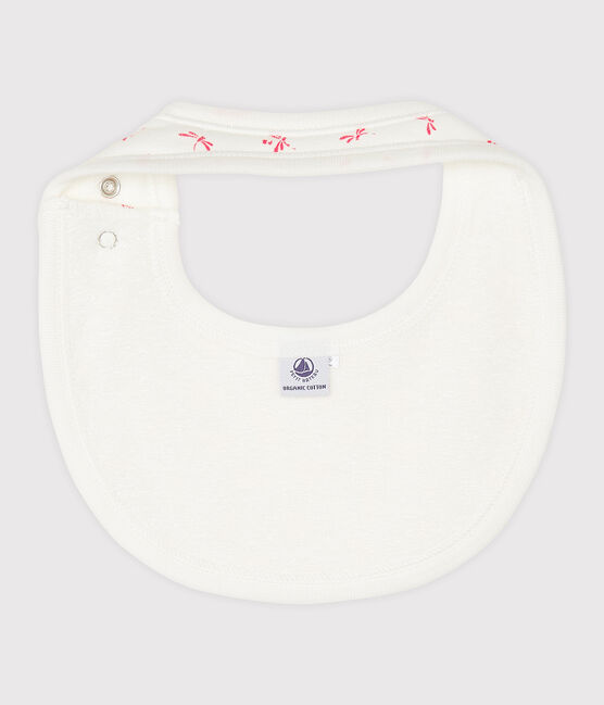 Rib knit baby bibs MARSHMALLOW white/GROSEILLER pink