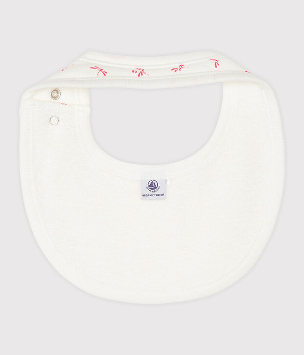 Rib knit baby bibs white/pink