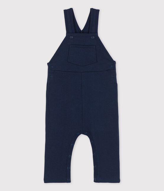 Babies' Organic Long Thick Jersey Dungarees SMOKING blue