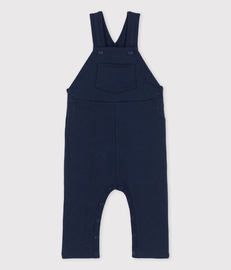 Babies' Organic Long Thick Jersey Dungarees blue