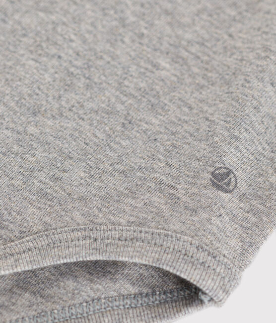 Babies' Short-Sleeved Cotton Bodysuit with Peter Pan Collar CHATON CHINE grey