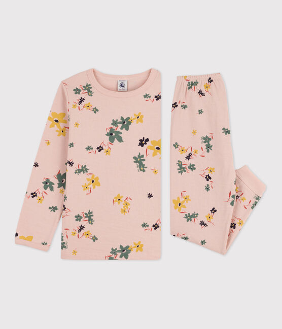 Girls' Floral Tube Knit Pyjamas SALINE pink/MULTICO white