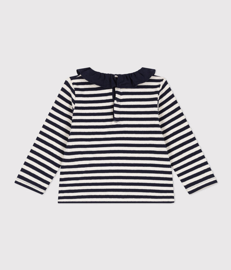 Babies' Super Fine Velour Blouse SMOKING blue/AVALANCHE