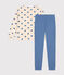 Women's cotton pyjamas in two materials BEACH blue/AVALANCHE