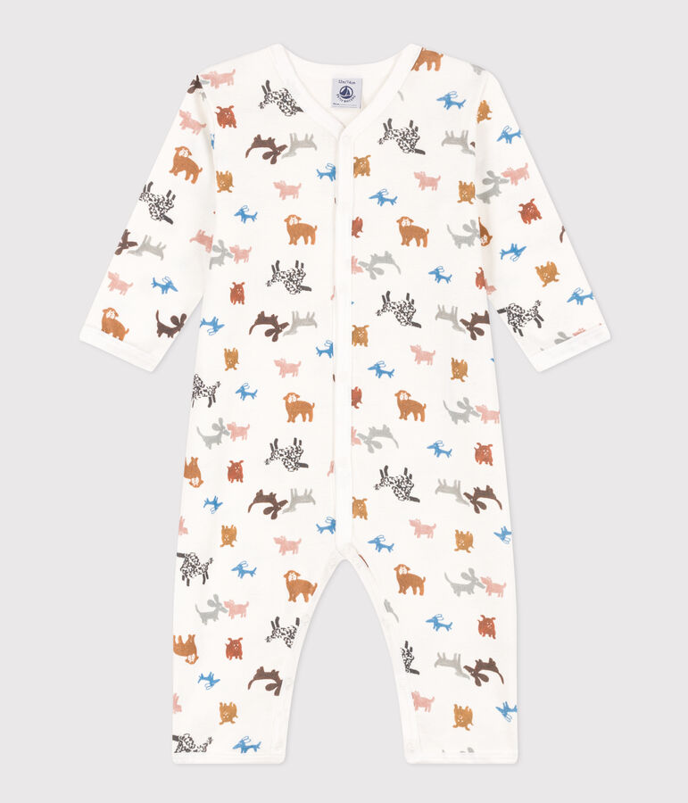 Babies' Footless Cotton Pyjamas white/brown