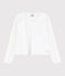 Girls' Cotton Knit Cardigan MARSHMALLOW white