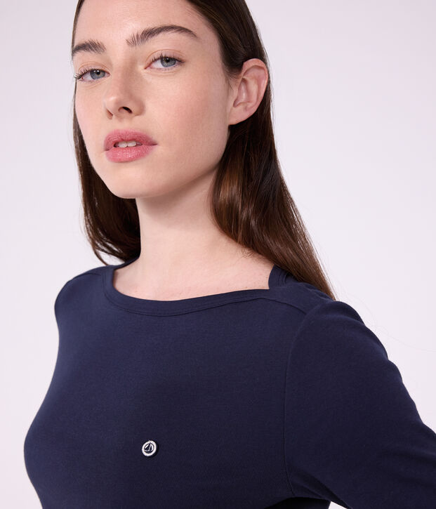 Women's sailor collared cotton T-shirt with long sleeves SMOKING