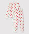 Children's hearts print ribbed pyjamas MARSHMALLOW white/TERKUIT red