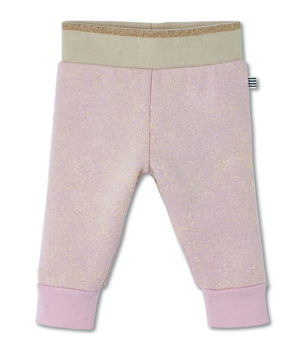Baby girl's shiny cotton sweatshirt trousers pink/yellow