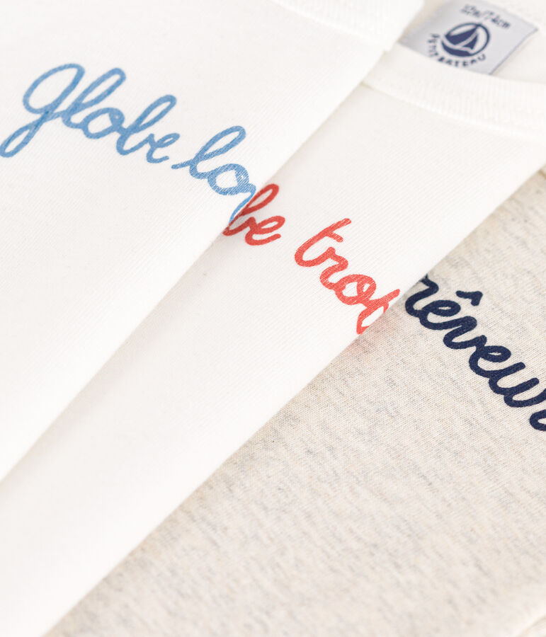 Short-Sleeved Cotton Globetrotteur Bodysuits - Pack of 3 multicolor