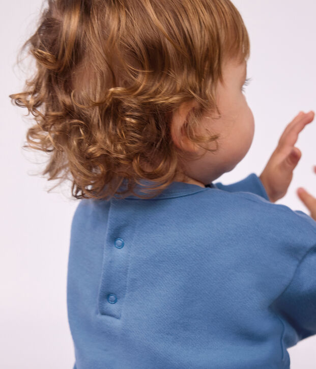 Babies' sweatshirt in plain cotton with embroidery blue