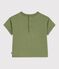 Babies' short-sleeved cotton T-shirt with a seagull motif OLIVINE green