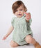 Babies' sleeveless cotton rompers with a gingham print and an embroidered collar PAUL blue/MARSHMALLOW white