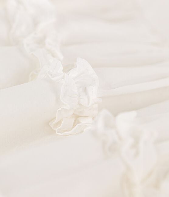 Girls' Short-Sleeved Poplin Dress ECUME 1 white