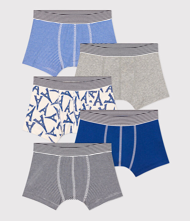 Boys' Paris Cotton Boxer Shorts - 5-Pack multicolor
