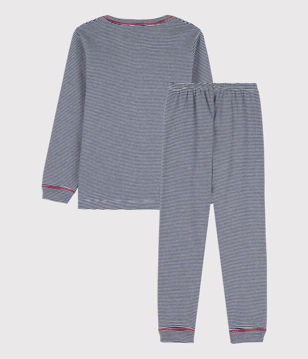 Boys' Pinstriped Cotton Pyjamas blue/white