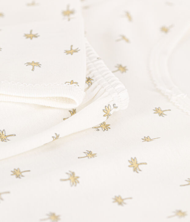 Little girls' cotton palm print pyjamas white/multicolor