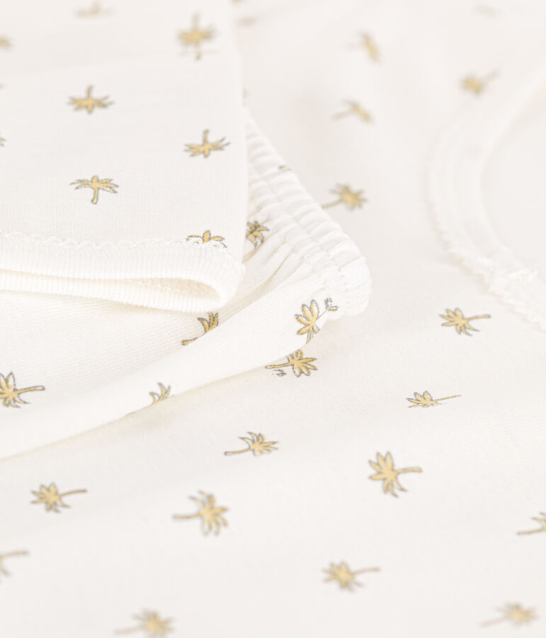 Little girls' cotton palm print pyjamas white/multicolor