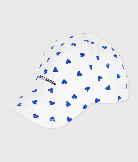 Children's cap in heart print twill MARSHMALLOW white/CREPUSCULE