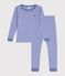 Children's snug-fitting stripy cotton pyjamas blue/white