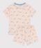 Children's short elephant print cotton pyjamas MARSHMALLOW white/MULTICO white