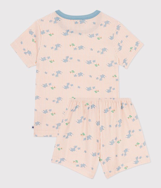 Children's short elephant print cotton pyjamas white/multicolor