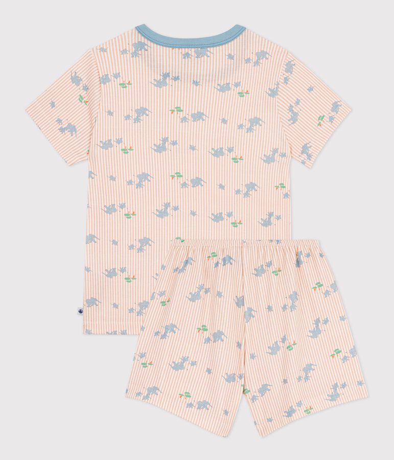 Children's short elephant print cotton pyjamas white/multicolor