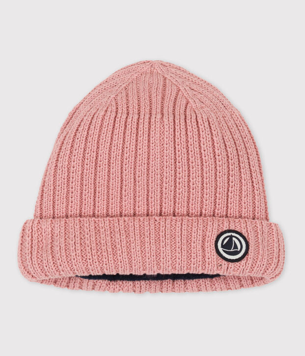 Babies' Knit Hat with Recycled Fleece Lining pink