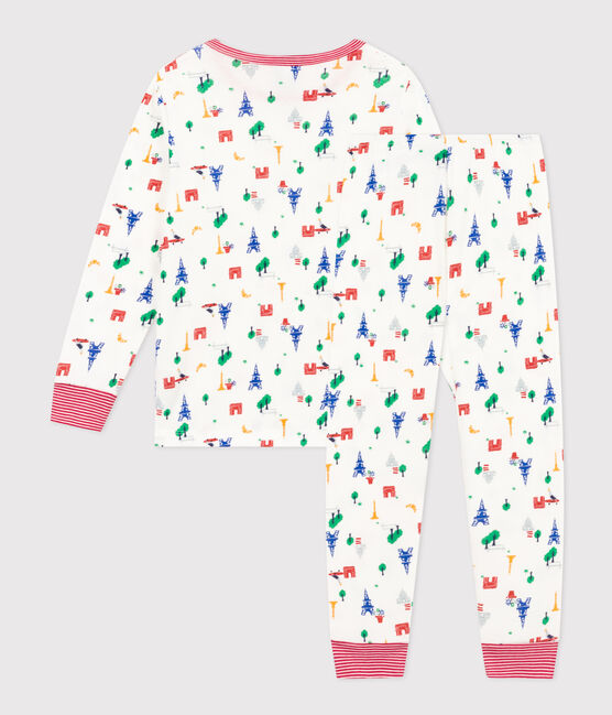 Children's Paris Print Cotton Pyjamas MARSHMALLOW white/MEDIEVAL blue/MULTICO