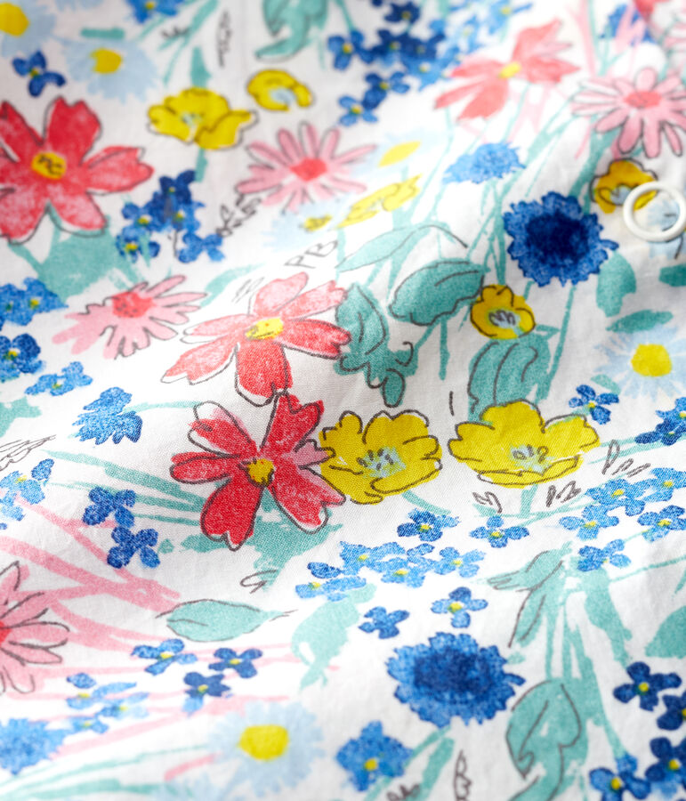 Girls' Short-Sleeved Poplin Shirt Dress white/multicolor