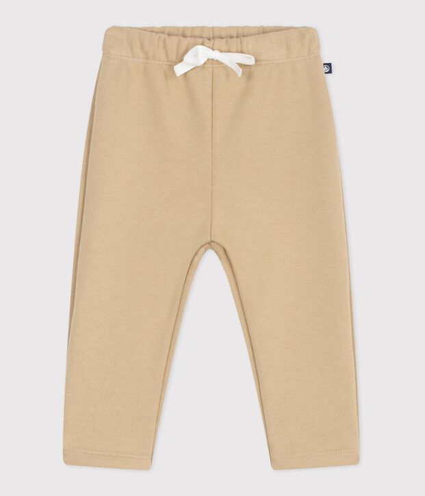 Babies' jogging bottoms in plain cotton beige