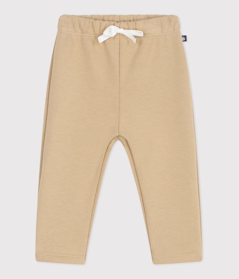 Babies' jogging bottoms in plain cotton CAJOU