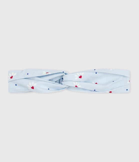 Children's hairband in floral-print poplin FRAICHEUR blue/MULTICO white