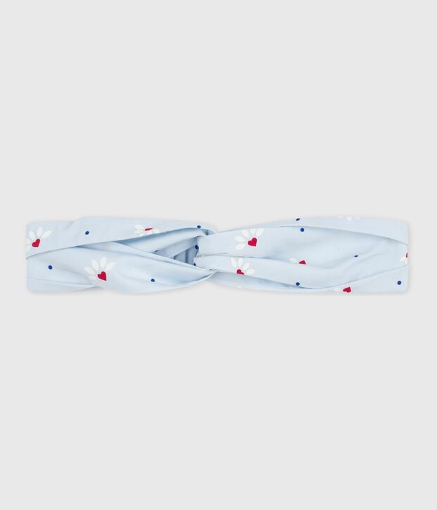 Children's hairband in floral-print poplin blue/multicolor
