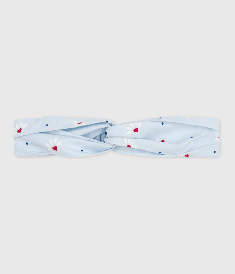 Children's hairband in floral-print poplin blue/multicolor