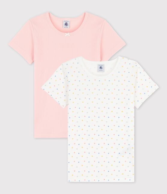 Girls' Mini Star Patterned Short-Sleeved Organic Cotton T-Shirts - 2-Pack variante 1