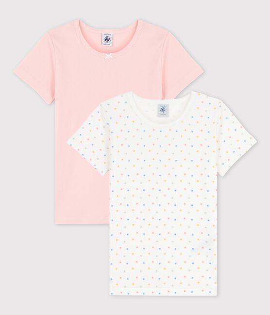 Girls' Mini Star Patterned Short-Sleeved Organic Cotton T-Shirts - 2-Pack variante 1