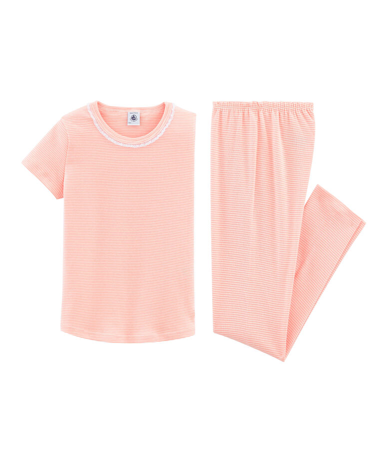 Girls' Short-sleeved Pyjamas pink/white