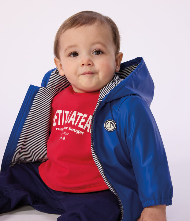 Babies' jacket in plain PU blue