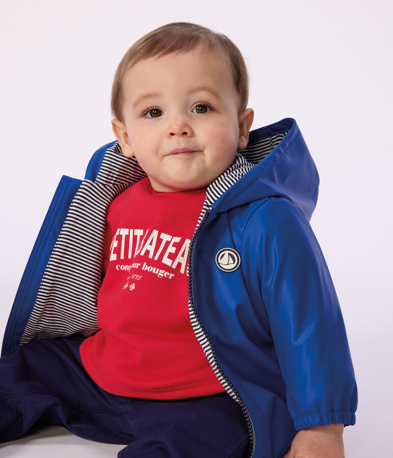 Babies' jacket in plain PU blue