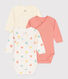 Babies' long-sleeved printed cotton wrapover bodysuits - 3-Pack