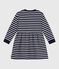 Children's long-sleeved cotton dress SMOKING blue/MARSHMALLOW white