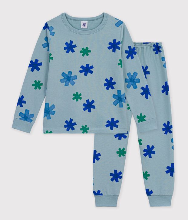 Children's pyjamas in snowflake print fleece grey/multicolor