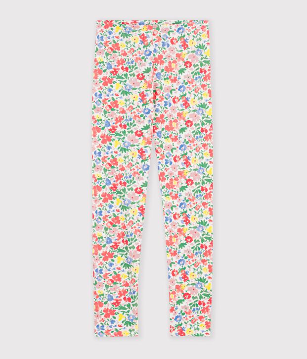 Children's floral pattern cotton leggings white/multicolor